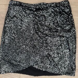 Alice + Olivia Sparkling Black Mini Skirt
